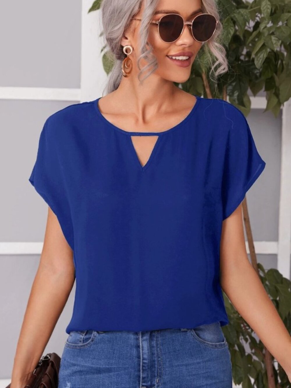 Shein Lune Keyhole Blouse
